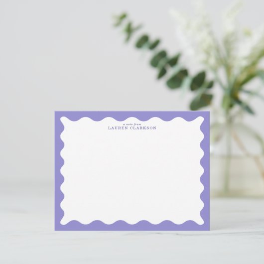 Lavender Purple Wavy Frame Note Card Kaart (Staand voorkant)