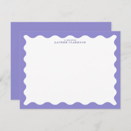 Lavender Purple Wavy Frame Note Card Kaart