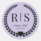 Lavender Purple Wedding Monogram Initials Ronde Sticker (Voorkant)