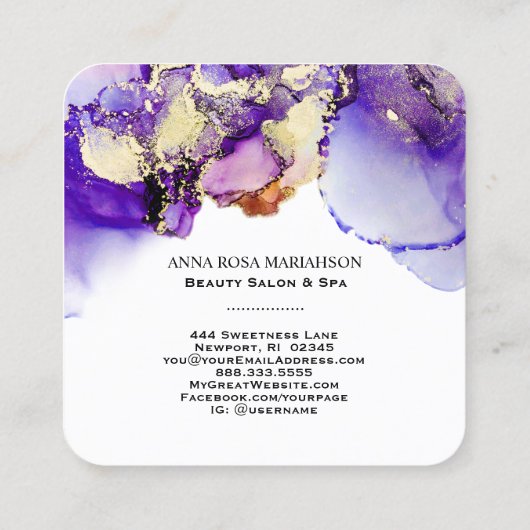 *~* LAVENDER QR CODE Yummy Gold Bold AP29 Vierkante Visitekaartje (Achterkant)