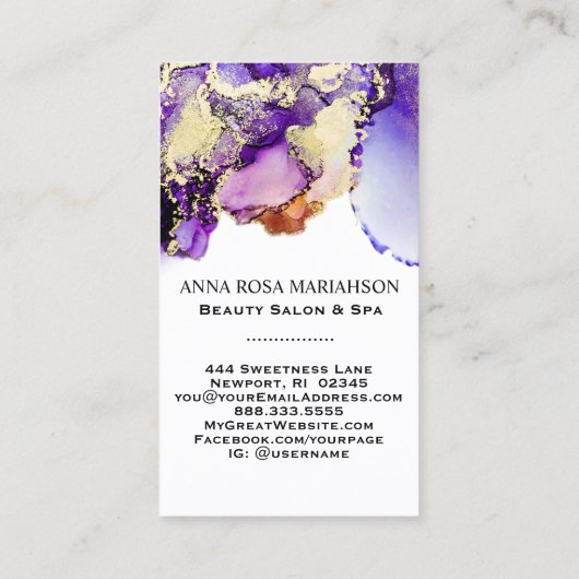 *~* LAVENDER QR CODE Yummy Gold Bold AP29 Visitekaartje (Achterkant)