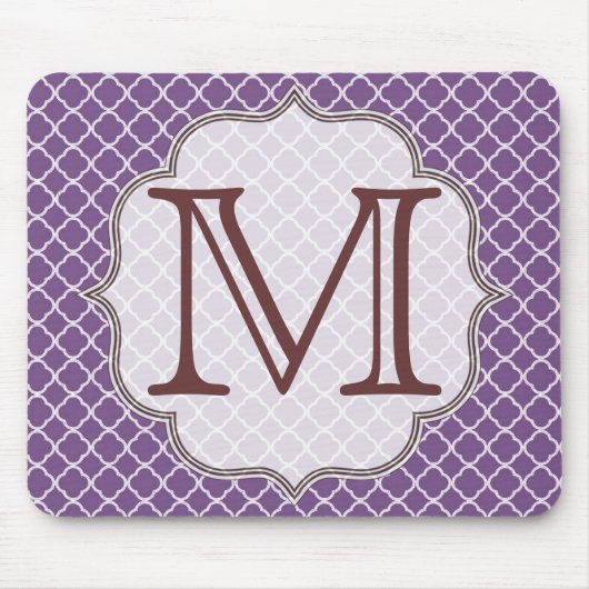 Lavender Quarterfoil Latti Monogram Muismat (Voorkant)