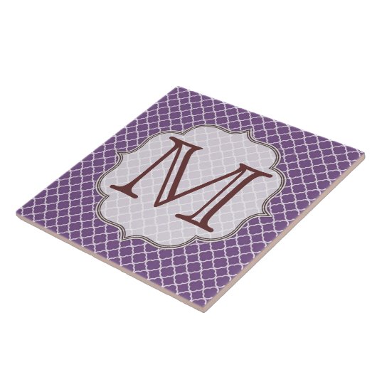 Lavender Quarterfoil Latti Monogram - tegel Tegeltje (Zijkant)
