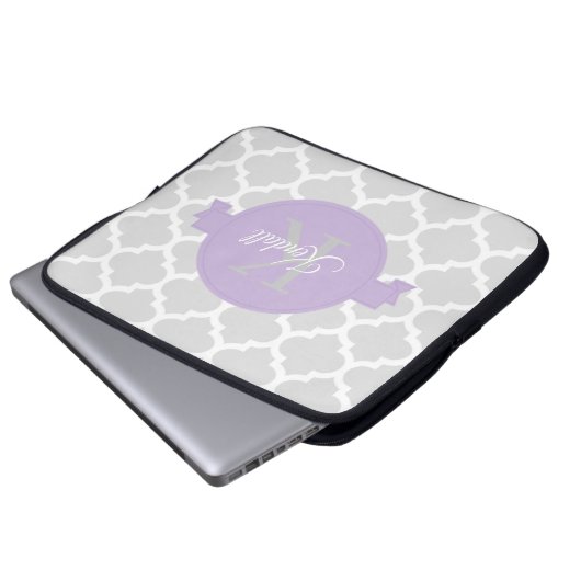 Lavender Quatrefoil - Aangepaste laptophoes Laptop Sleeve (Voorkant onderkant)