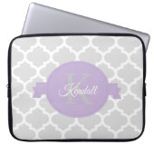 Lavender Quatrefoil - Aangepaste laptophoes Laptop Sleeve (Voorkant)