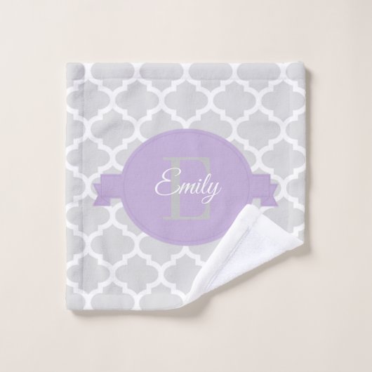 Lavender Quatrefoil - Aangepaste set voor handdoek (Wasdoekje)