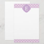 Lavender Quatrefoil Custom Monogram Briefpapier (Voorkant / Achterkant)