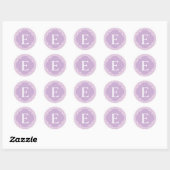 Lavender Quatrefoil Custom Monogram Ronde Sticker (Vel)