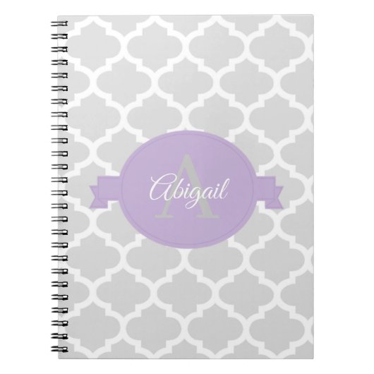 Lavender Quatrefoil - Gepersonaliseerd Notitieboek (Voorkant)