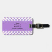 Lavender Quatrefoil Patroon Bagagelabel (Voorkant horizontaal)