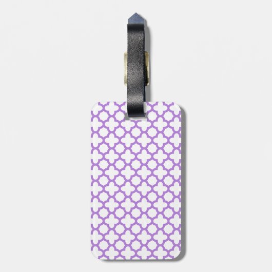 Lavender Quatrefoil Patroon Bagagelabel (Achterkant verticaal)