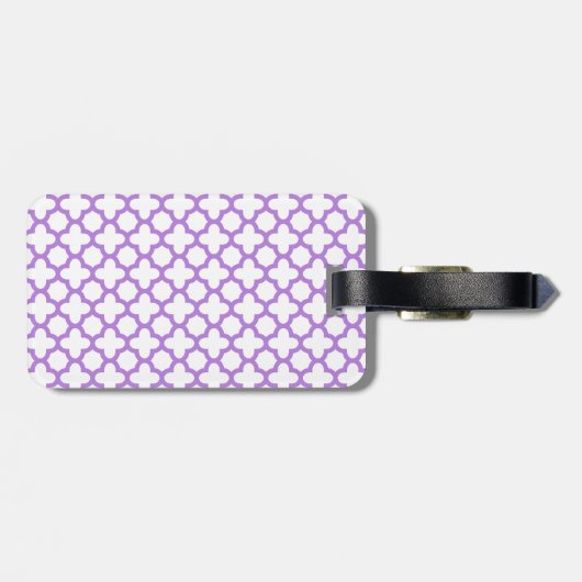 Lavender Quatrefoil Patroon Bagagelabel (Achterkant horizontaal)