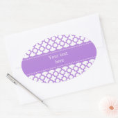 Lavender Quatrefoil Patroon Ovale Sticker (Envelop)
