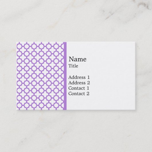 Lavender Quatrefoil Patroon Visitekaartje (Voorkant)