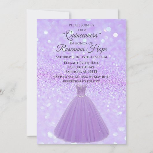 Lavender Quinceanera Kaart (Voorkant)