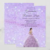 Lavender Quinceanera Uitnodiging tot Afbeelding (Voorkant / Achterkant)