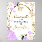Lavender Quinceanera Welkomstteken Spaanstalige wo Poster (Voorkant)