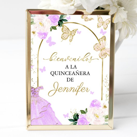 Lavender Quinceanera Welkomstteken Spaanstalige wo Poster