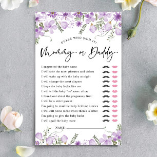 Lavender Raad eens wie er Baby shower games speelt