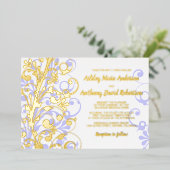 Lavender Real Gold Foil Floral Wedding Folie Uitnodiging (Staand Voorkant)