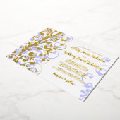Lavender Real Gold Foil Floral Wedding Folie Uitnodiging (Gedraaid)