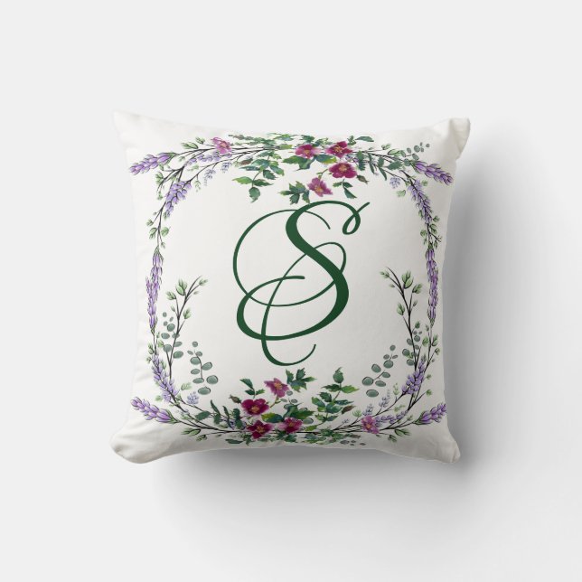 Lavender  Red Rose en Eucalyptus Kussen (Voorkant)