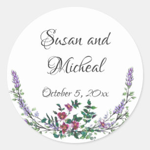 Lavender Red Rose en Eucalyptus Ronde Sticker