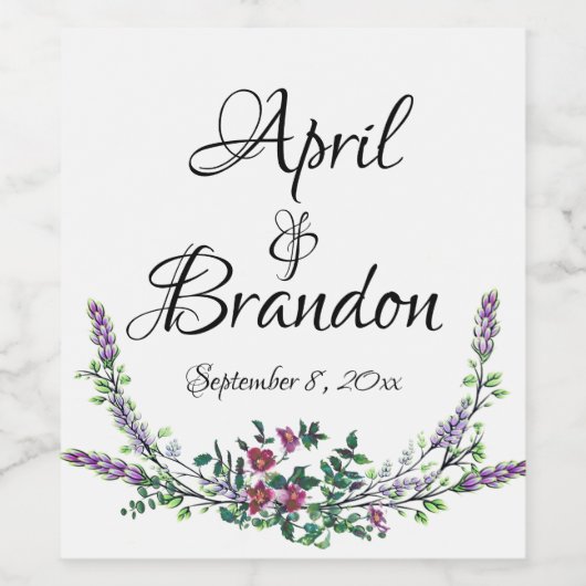 Lavender  Red Rose en Eucalyptus Wijn Etiket (Enkel label)