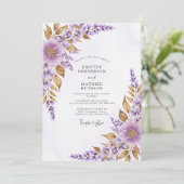 Lavender Refined Botanical Wedding Kaart (Staand voorkant)