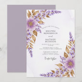 Lavender Refined Botanical Wedding Kaart (Voorkant / Achterkant)