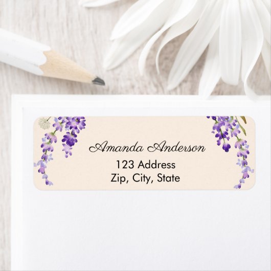 Lavender return cream address label (Insitu)