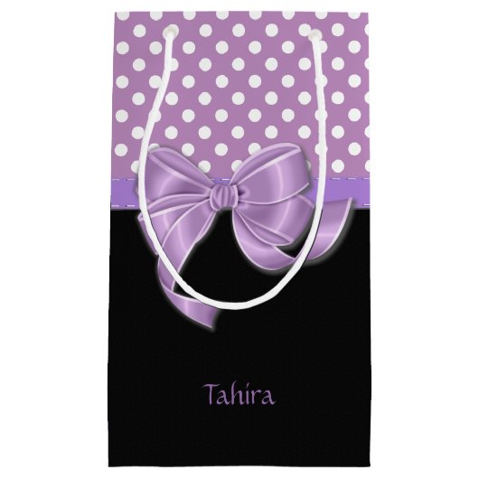 Lavender Ribbon en Polka Dots Klein Cadeauzakje (Voorkant)