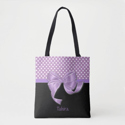 Lavender Ribbon en Polka Dots Tote Bag (Voorkant)