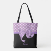 Lavender Ribbon en Polka Dots Tote Bag (Achterkant)