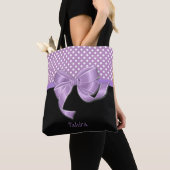 Lavender Ribbon en Polka Dots Tote Bag (Dichtbij)