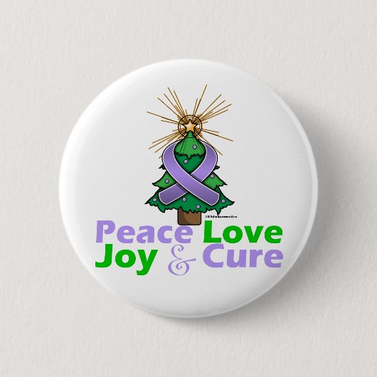 Lavender Ribbon Peace Love, Joy & Cure Ronde Button 5,7 Cm (Voorkant)