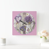 Lavender Roman Numeral Vierkante Klok (Huis)