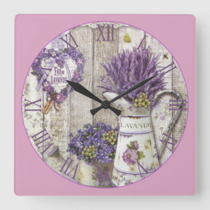 Lavender Roman Numeral Vierkante Klok