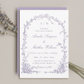 Lavender Romantic Botanical Arch Garden Wedding Kaart
