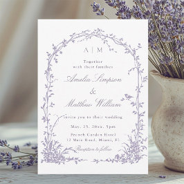 Lavender Romantic Botanical Arch Garden Wedding Kaart