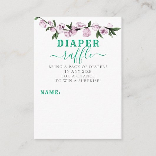 Lavender Roos & Emerald Raffle Ticket Informatiekaartje (Voorkant)