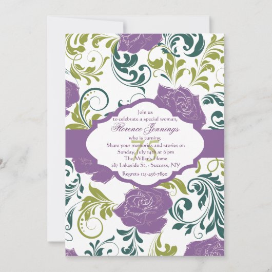 Lavender Roos Invitation Kaart (Voorkant)