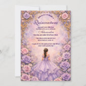 Lavender Rose Fairytale Quinceañera Kaart (Voorkant)