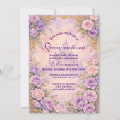 Lavender Rose Gold Garden Quinceañera Kaart (Voorkant)
