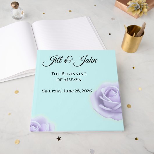 Lavender Rose Wedding Guest Book Gastenboek (Voorkant open)