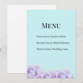 Lavender Rose Wedding Menu Card Kaart (Voorkant / Achterkant)