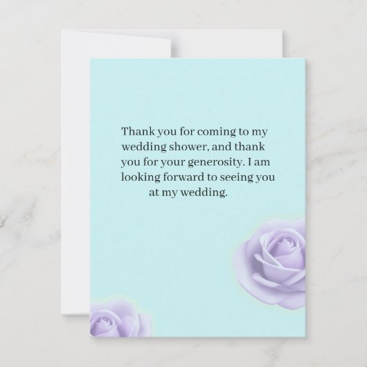 Lavender Rose Wedding Shower Thank You Note Bedankkaart (Voorkant)