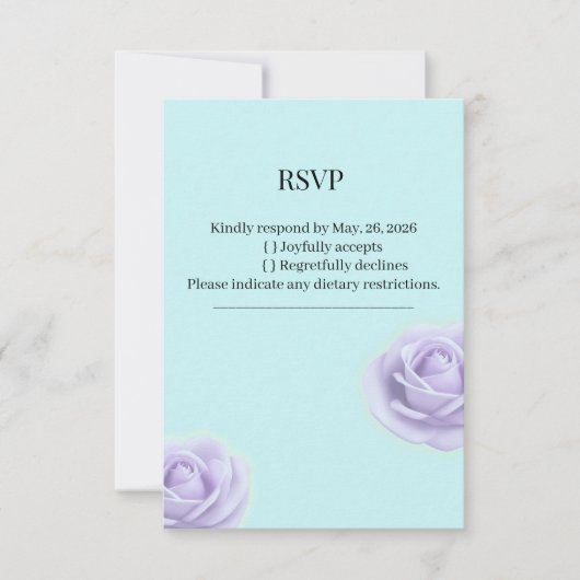 Lavender Rose With Blue Wedding RSVP Kaartje (Voorkant)
