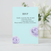 Lavender Rose With Blue Wedding RSVP Kaartje (Staand voorkant)