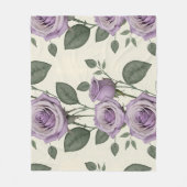 Lavender Roses With Silver And Green Leaves  Fleece Deken (Voorkant)